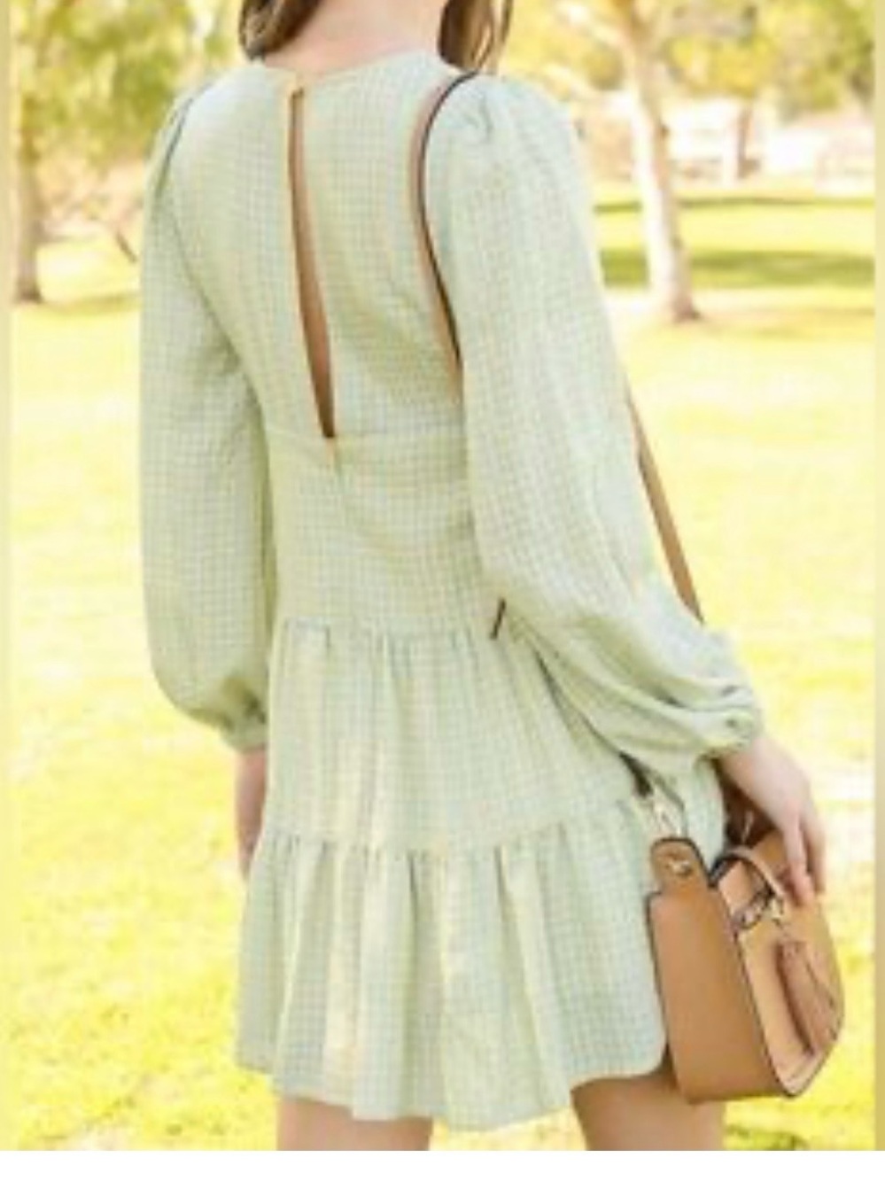 NWT Lumiere Blue and Yellow Gingham Bohemian Tiered Long-Sleeve Dress. Medium